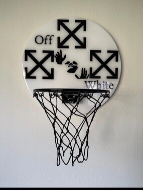 Off-White Black & White Decorative Wall Basketball Hoop